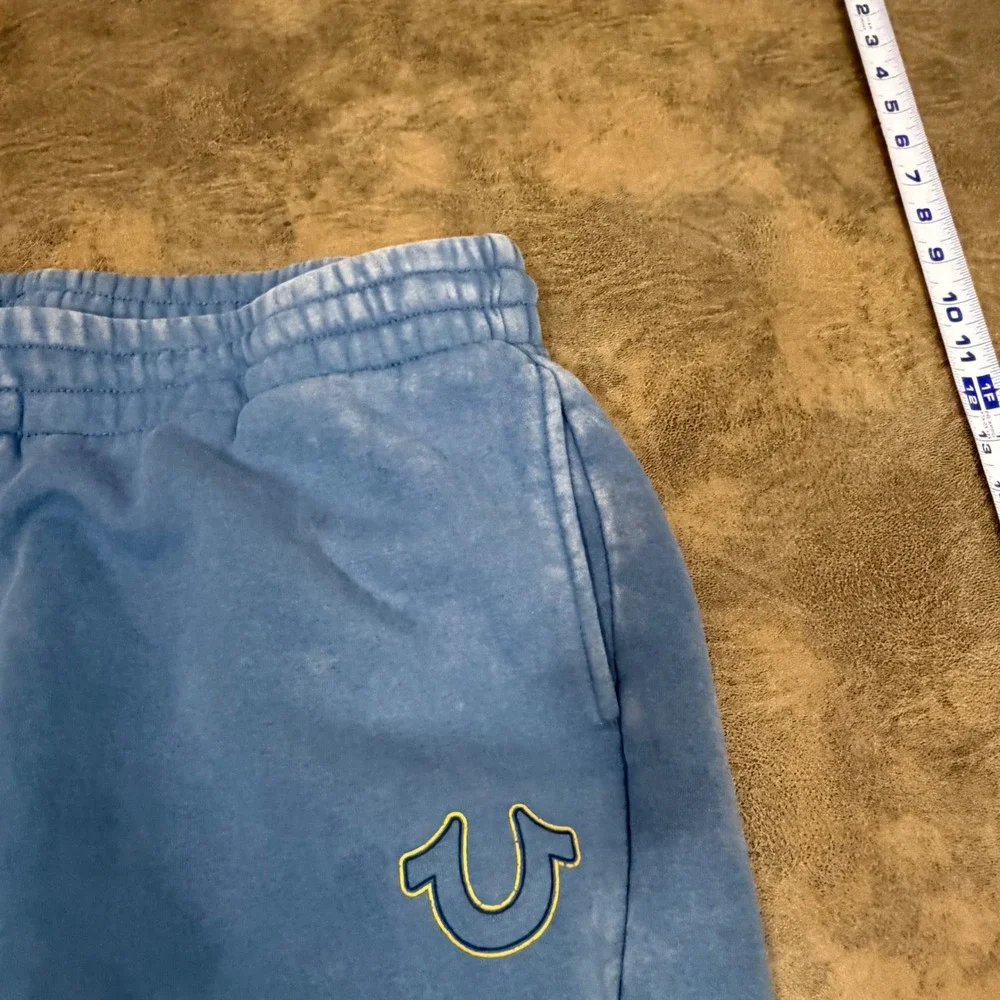 True Religion HS Jogger Mens 2XL Blue Washed Horseshoe Logo Sweatpants